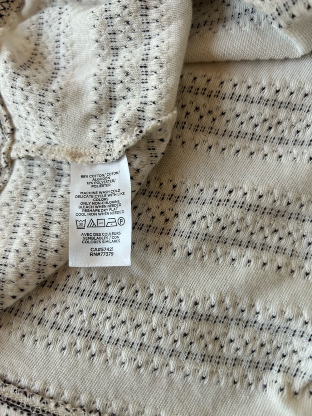 Ann Taylor Off White Top With Blk Stitching and Belt. Cotton/Poly Blend Sz Med. - Picture 5 of 5